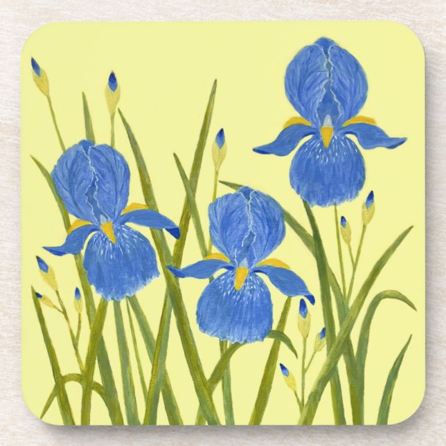 Porta-copo Suportes de Bebida Blue Irises Beverage Coasters (Frente)