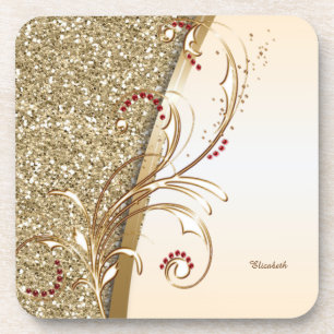 Porta-copo Suportes Dourados Elegantes