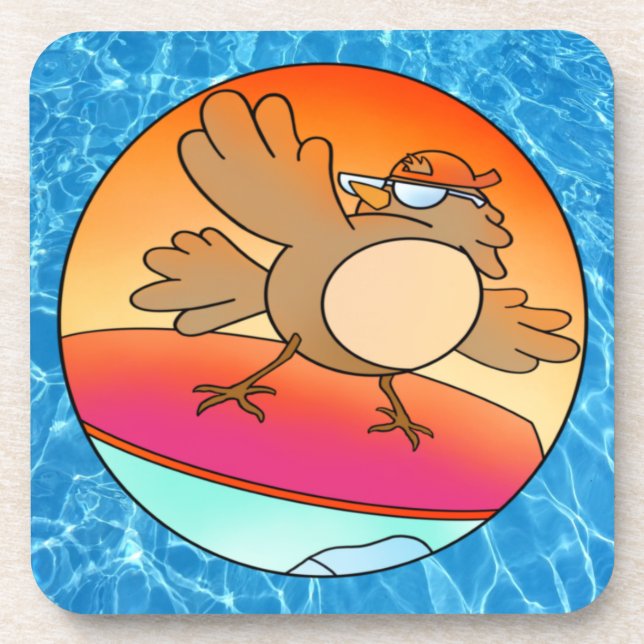 Porta-copo Surfista de Ave de Verão (Frente)