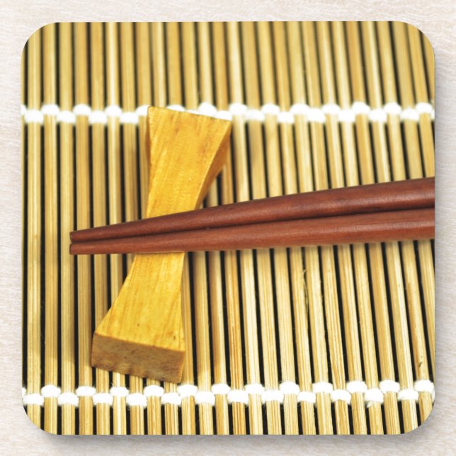 Porta-copo Sushi Chopsticks Sensei Mestrados Wood Bamboo (Frente)