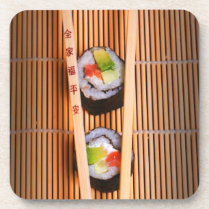 Porta-copo Sushi e chopsticks de madeira