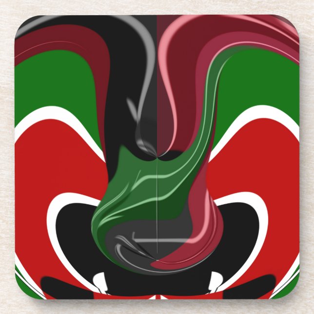 Porta-copo Swirling Kenyan Flag: Uma arte moderna do Motif (Frente)