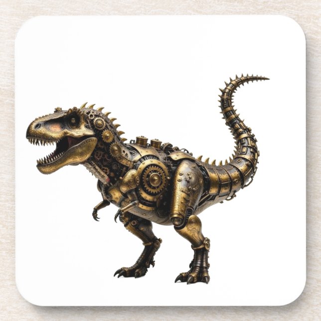 Porta-copo T-Rex Mech Steampunk – Fera Dino de Latão (Frente)