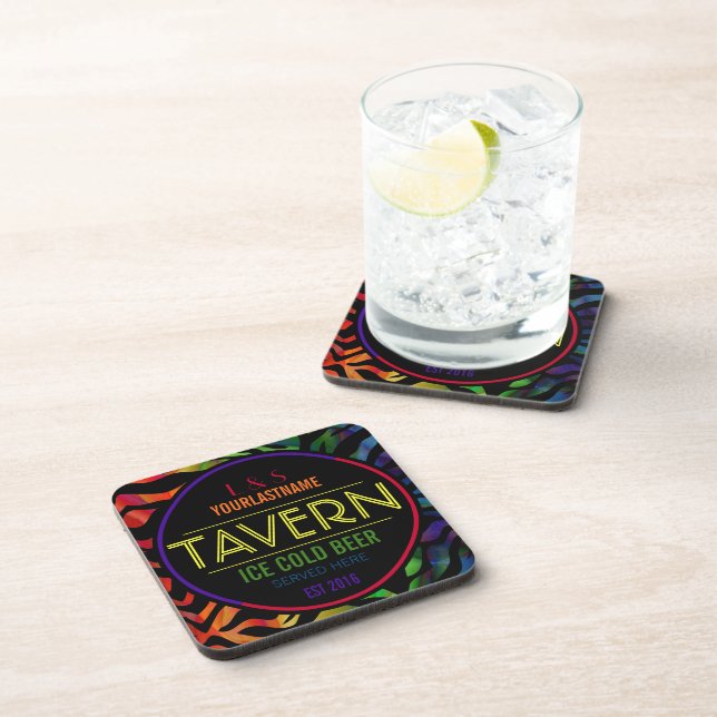 Porta-copo Taberna personalizada do arco-íris casal engraçado (Lado Direito)