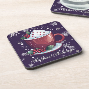 Porta-copo Taça de Chocolate Quente de Natal Roxo