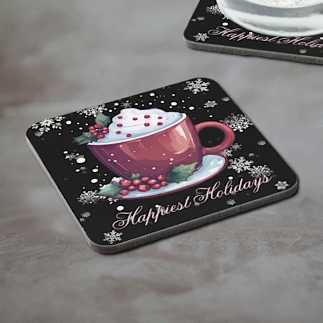 Porta-copo Taça de Natal de Chocolate Quente (Christmas Cup of Hot Chocolate Beverage Coaster)