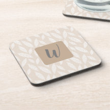 Tapete para Bebidas Folhas Botânicas Bege Monogram
