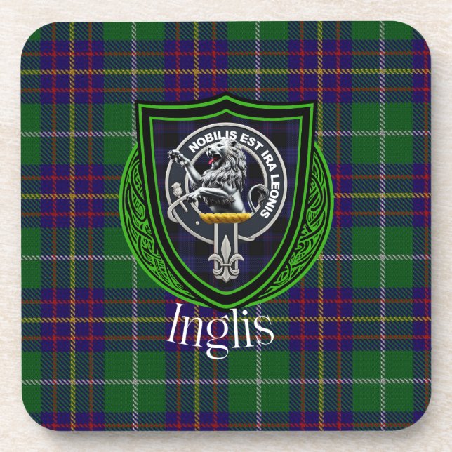 Porta-copo Tartan e Brasão do Clã Escocês Inglis (Frente)