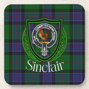 Porta-copo Tartan e Brasão do Clã Escocês Sinclair
