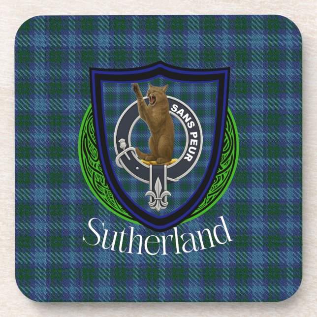 Porta-copo Tartan e Brasão do Clã Escocês Sutherland (Frente)