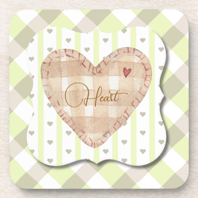 Porta-copo Tartan sombreado por padrões cardíacos bonito e ún (Frente)