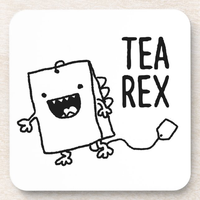 Porta-copo Tea Rex Tea Bag Engraçado Cartoon Pun (Frente)