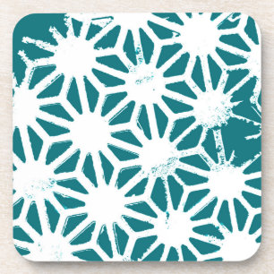 Porta-copo Teal and white geometric pattern