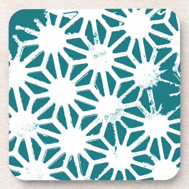 Porta-copo Teal and white geometric pattern (Frente)