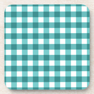 Porta-copo Teal Gingham