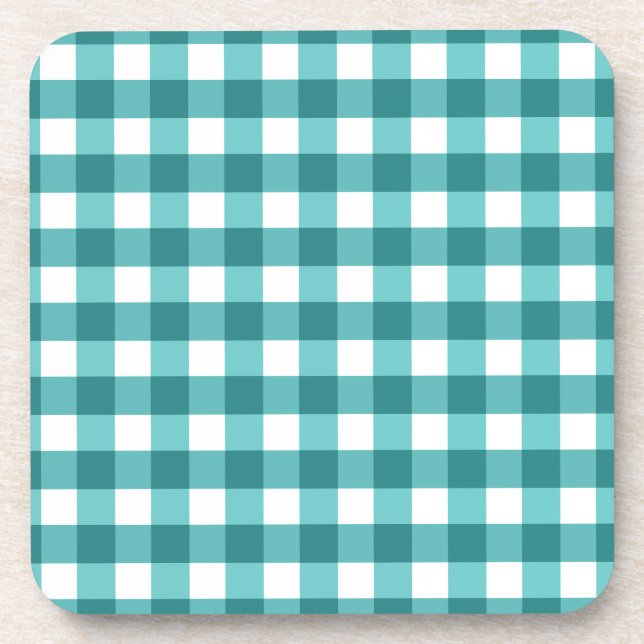 Porta-copo Teal Gingham (Frente)