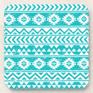Porta-copo Teal Grunge Aztec Padrão Tribal