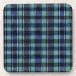 Porta-copo Teal & Navy Tartan Plaid Pattern Plastic Coasters