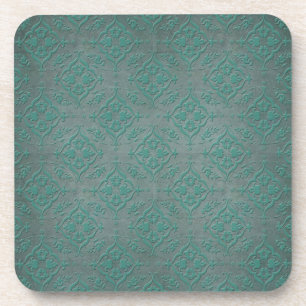 Porta-copo Teal Rústico sobre Damask em Cinza Aço Péter