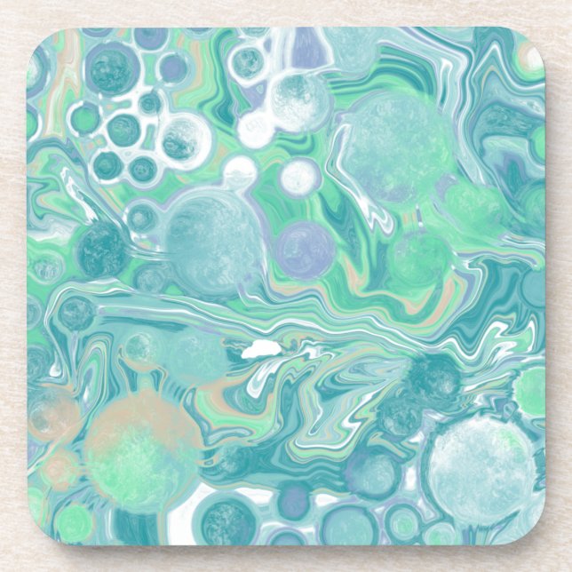 Porta-copo Teal Verde Azul Marble Fluid Art (Frente)