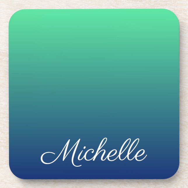 Porta-copo Tecla verde e azul personalizada (Frente)