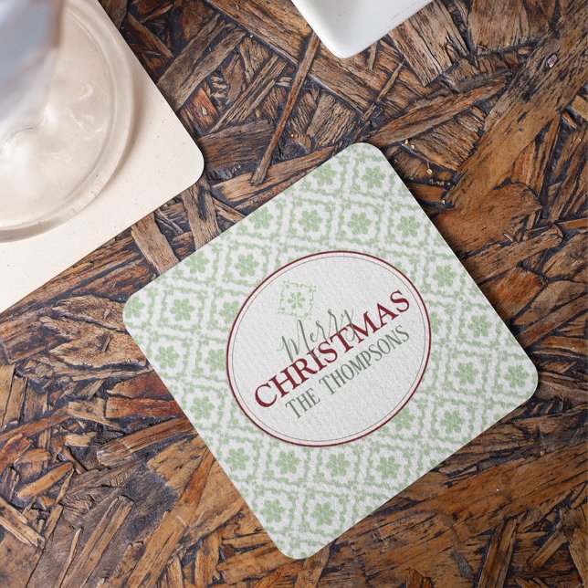 Porta-copo Tendy Winter Holiday Snowflake Natal (Trendy winter snowflake Christmas coaster with festive holiday drink decor for elegant party tables.)