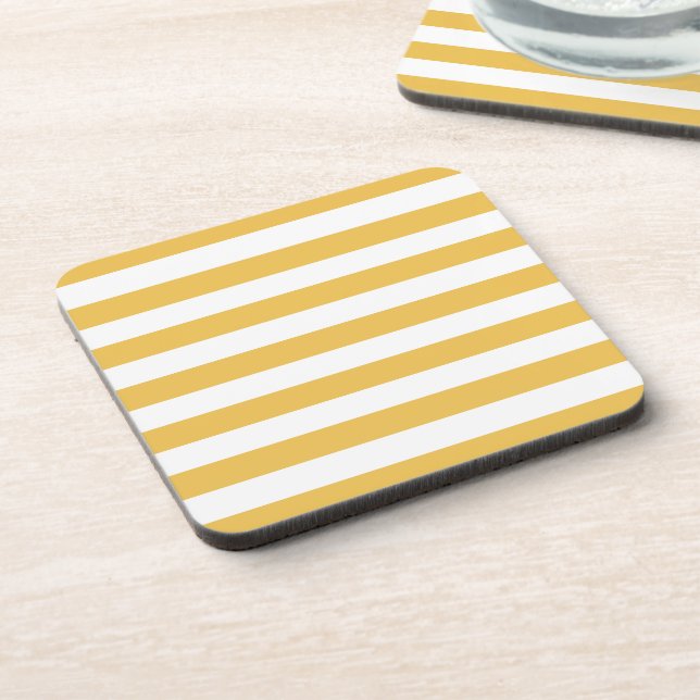 Porta-copo Tendy Yellow e White Wide Horizontal Stripes (Left Side)