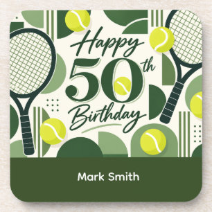 Porta-copo Tenis Aniversário de 50 anos bola de tênis e númer