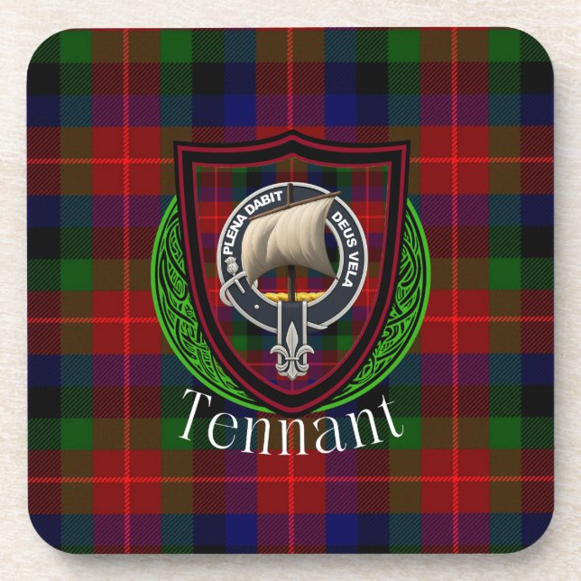 Porta-copo Tennant Scottish Clan Tartan & Crest (Frente)