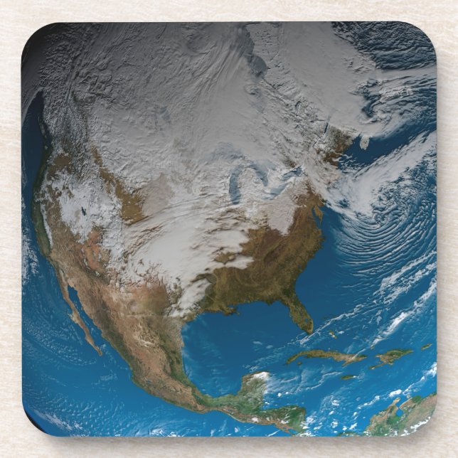 Porta-copo Terra Inteira Com Nuvens Simuladas Sobre A América (Frente)