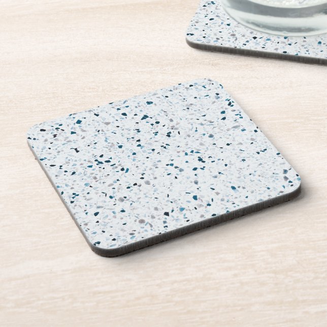 Porta-copo Terrazzo Elegante Teal Blue Verde Cinza Retro (Left Side)