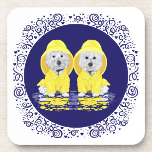 Porta-copo Terriers Brancos do West Highland sob Chuva