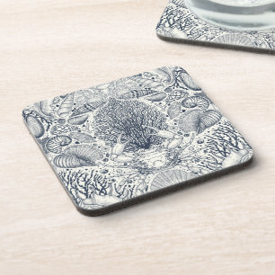 Porta-copo Tesouros de praia, conchas marinhas, caranguejo, c