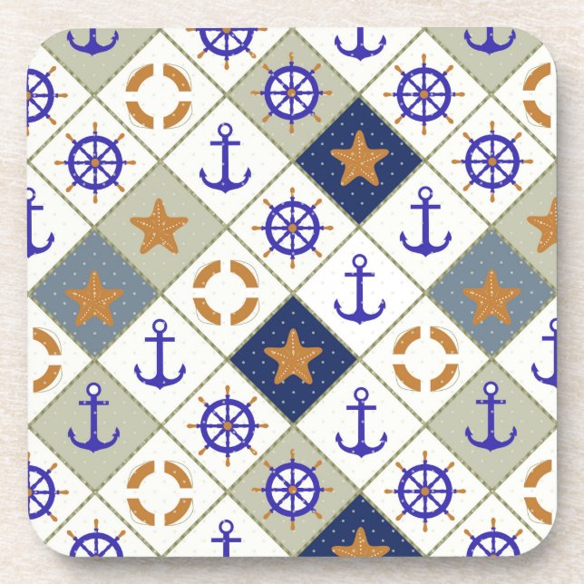 Porta-copo Teste padrão 2 do tema do mar (Frente)