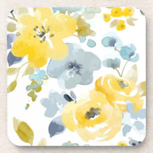Porta-copo Teste padrão amarelo & azul da aguarela