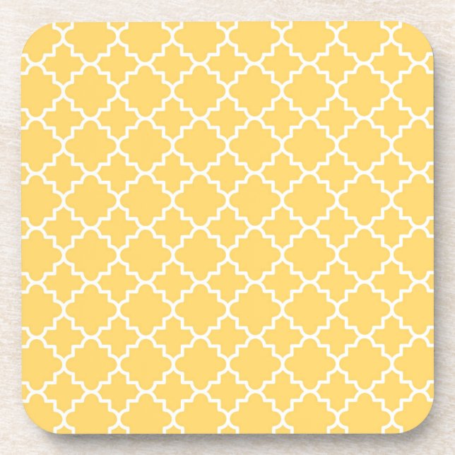 Porta-copo Teste padrão amarelo de Quatrefoil (Frente)