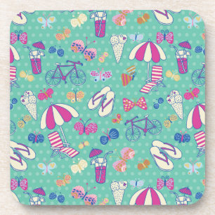 Porta-copo Teste padrão bonito com elementos do verão