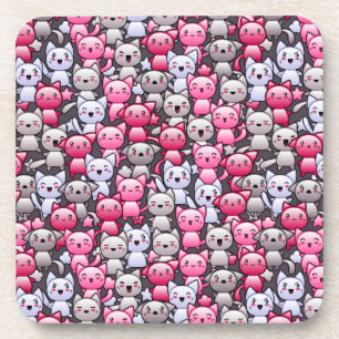 Porta-copo teste padrão com os gatos bonitos 2 do doodle do
