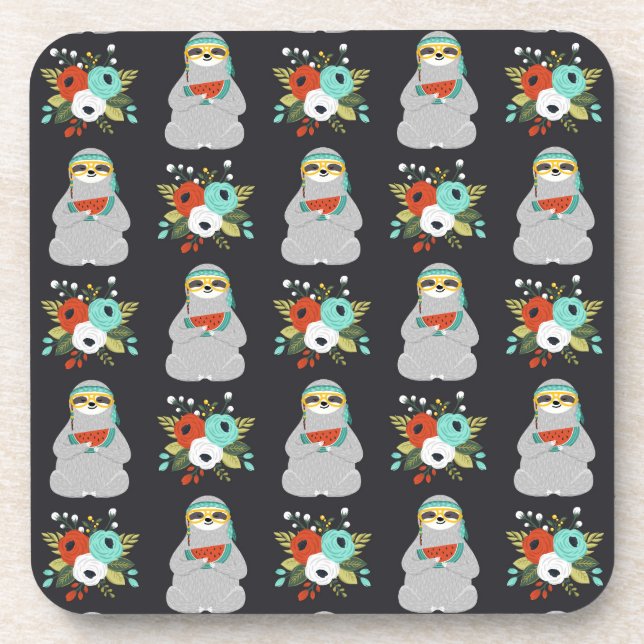 Porta-copo Teste padrão da preguiça da melancia (Frente)