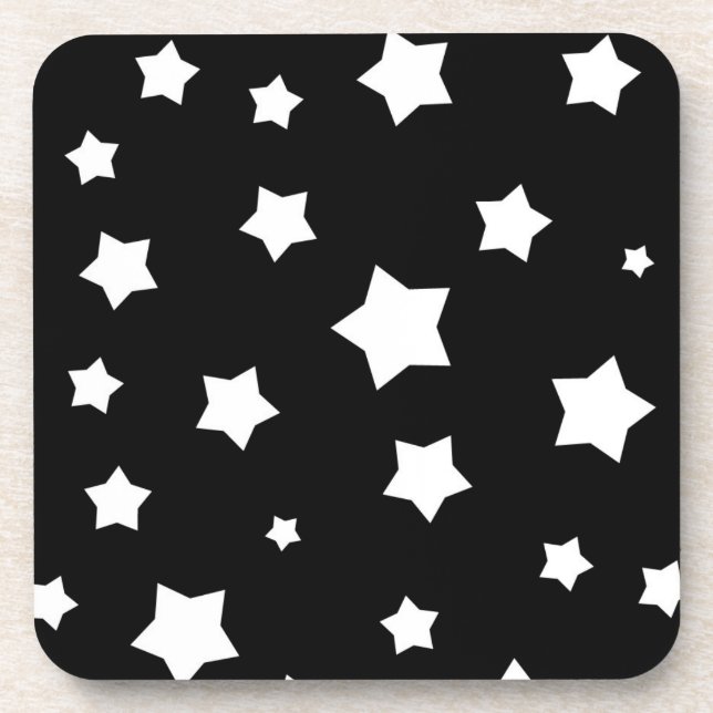 Porta-copo Teste padrão de estrelas preto e branco (Frente)