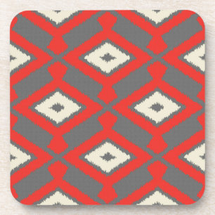 Porta-copo Teste padrão de Ikat - vermelho, cinza e bege
