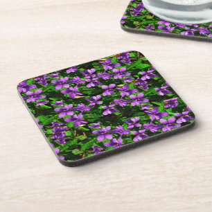 Porta-copo Teste padrão de mosaico da violeta de madeira de