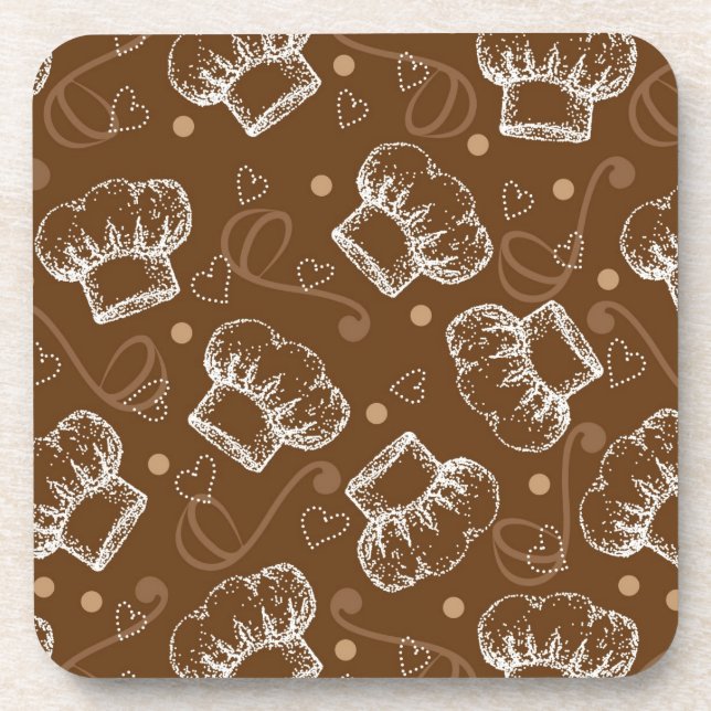 Porta-copo Teste padrão do cozinhar com chapéu do cozinheiro (Frente)