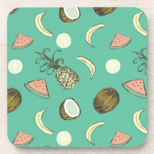 Porta-copo Teste padrão do Doodle da fruta tropical