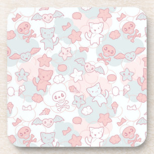 Porta-copo teste padrão do kawaii com doodle