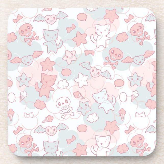 Porta-copo teste padrão do kawaii com doodle (Frente)