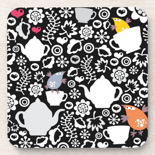 Porta-copo Teste padrão dos pássaros e dos copos (Frente)