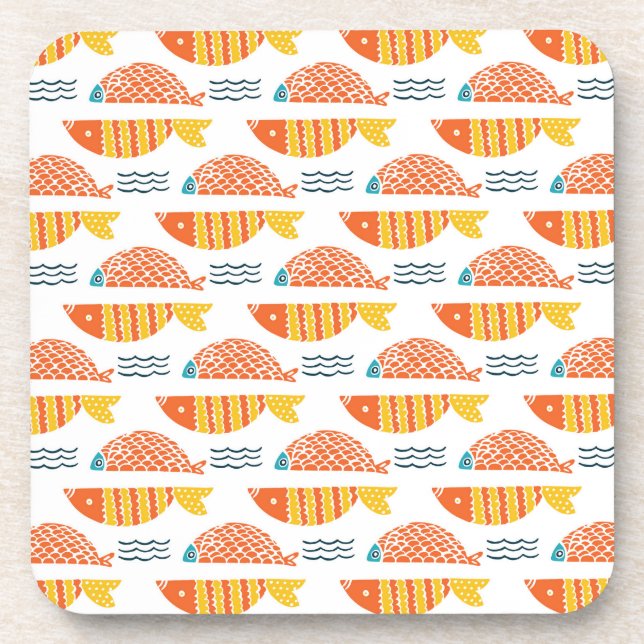 Porta-copo Teste padrão dos peixes da natação da arte popular (Frente)