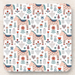 Porta-copo Teste padrão escandinavo da arte popular do caval