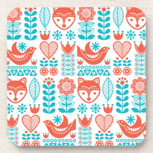 Porta-copo Teste padrão finlandês da arte popular do Fox & 